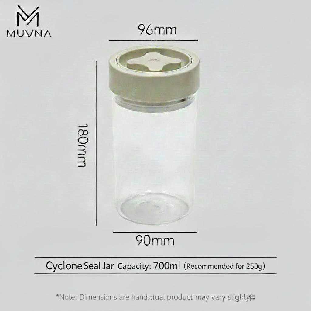 MUVNA airtight glass coffee bean storage jar with rotary seal lid