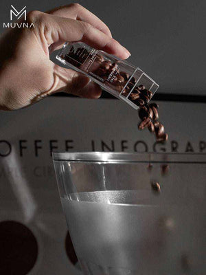 MUVNA airtight single dose coffee bean storage tubes with clear acrylic and wood bases