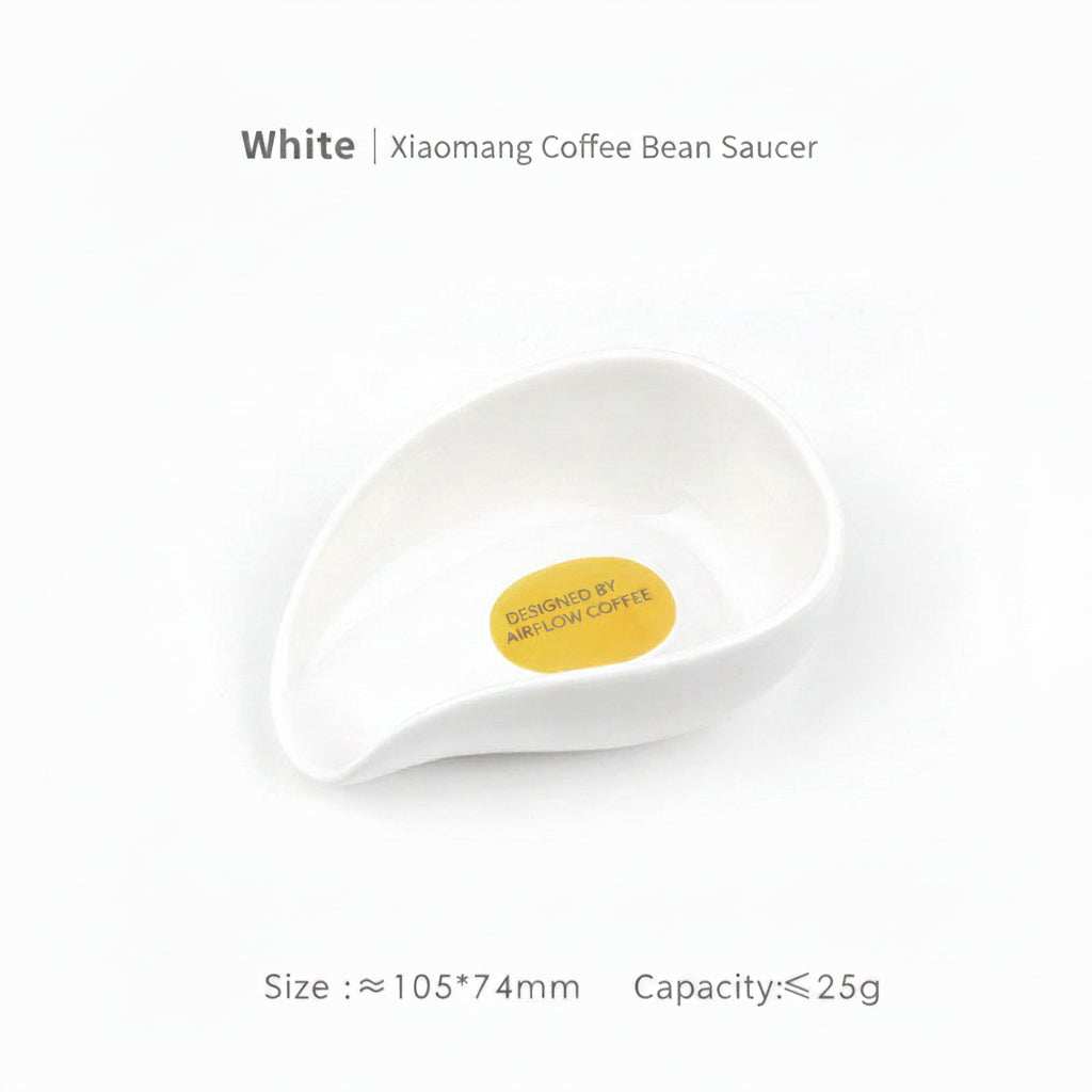 ceramic coffee bean dosing tray with ergonomic spout for precise pouring