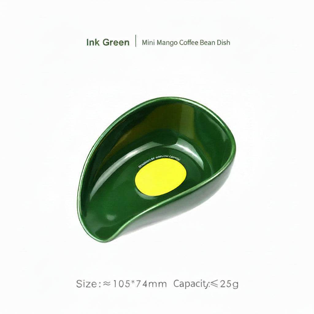 ceramic coffee bean dosing tray with ergonomic spout and weighing dish