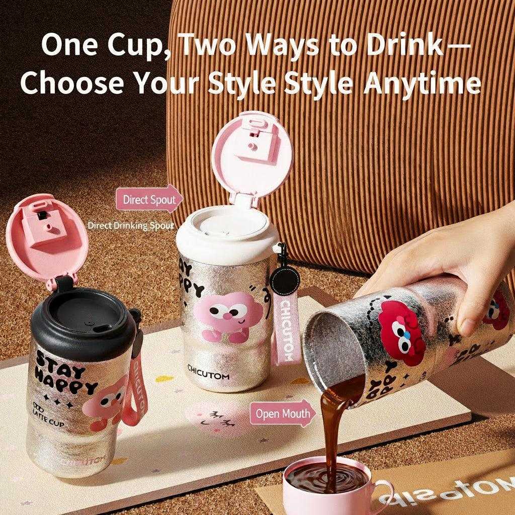 CHICUTOM 330ml pure titanium insulated coffee mug with lid