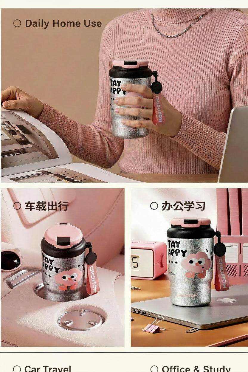 CHICUTOM 330ml pure titanium coffee mug with lid