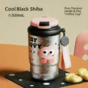 CHICUTOM 330ml pure titanium insulated coffee mug with lid