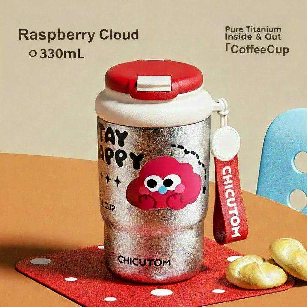 CHICUTOM 330ml pure titanium insulated coffee mug with lid
