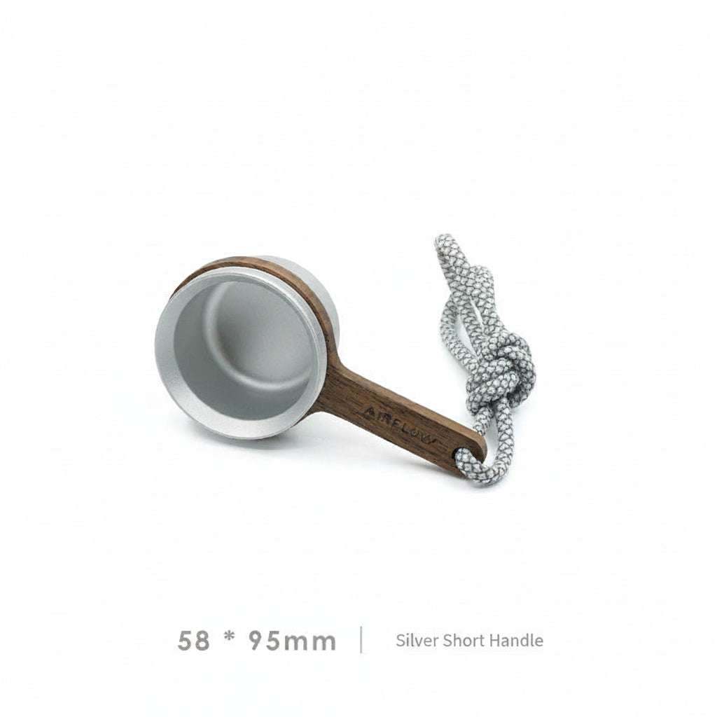coffee bean scoop with walnut wooden handle and anodized aluminum cup