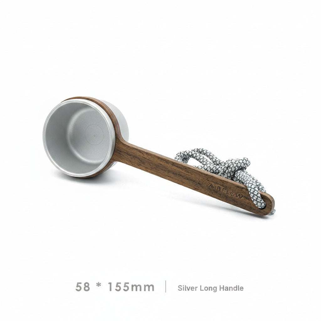 coffee bean scoop with walnut wooden handle and aluminum scoop