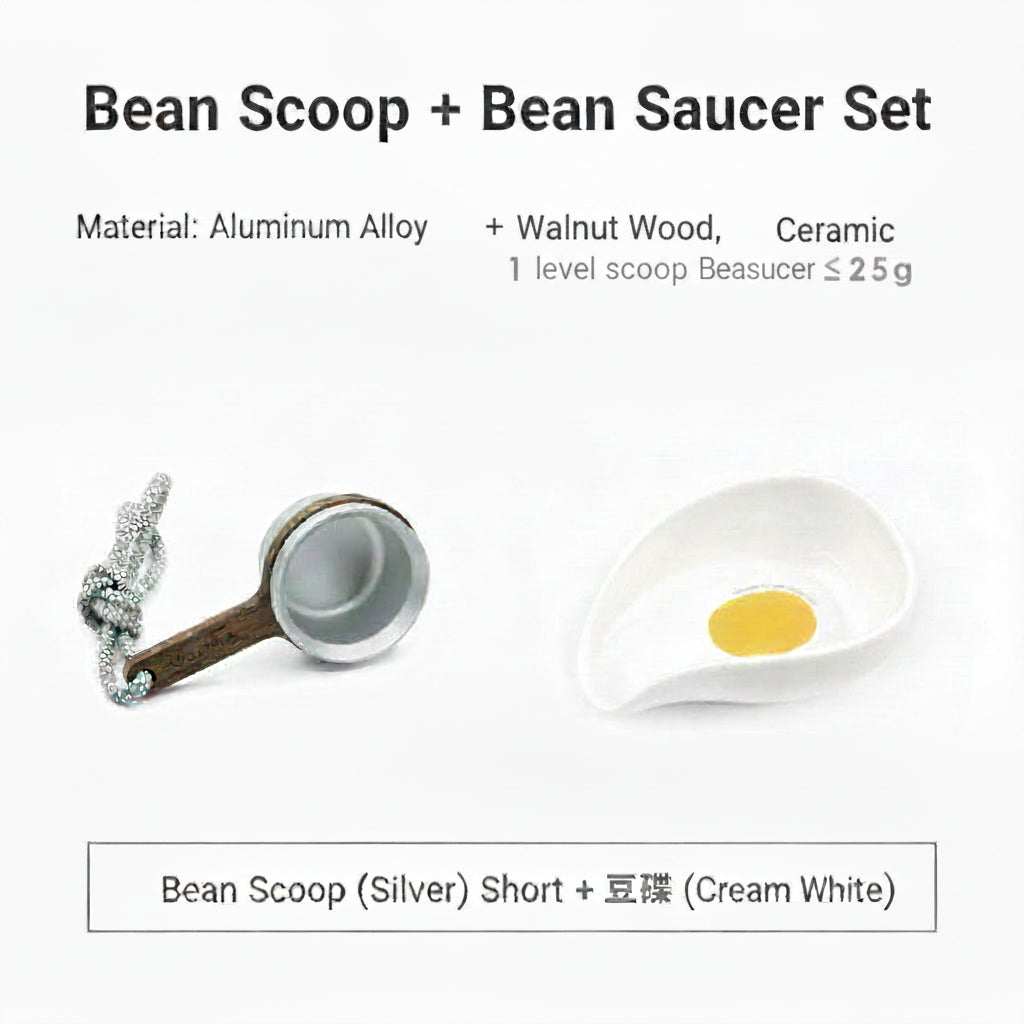 Coffee bean scoop with walnut wooden handle and aluminum cup