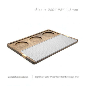 Solid wood espresso tamping station with silicone mat