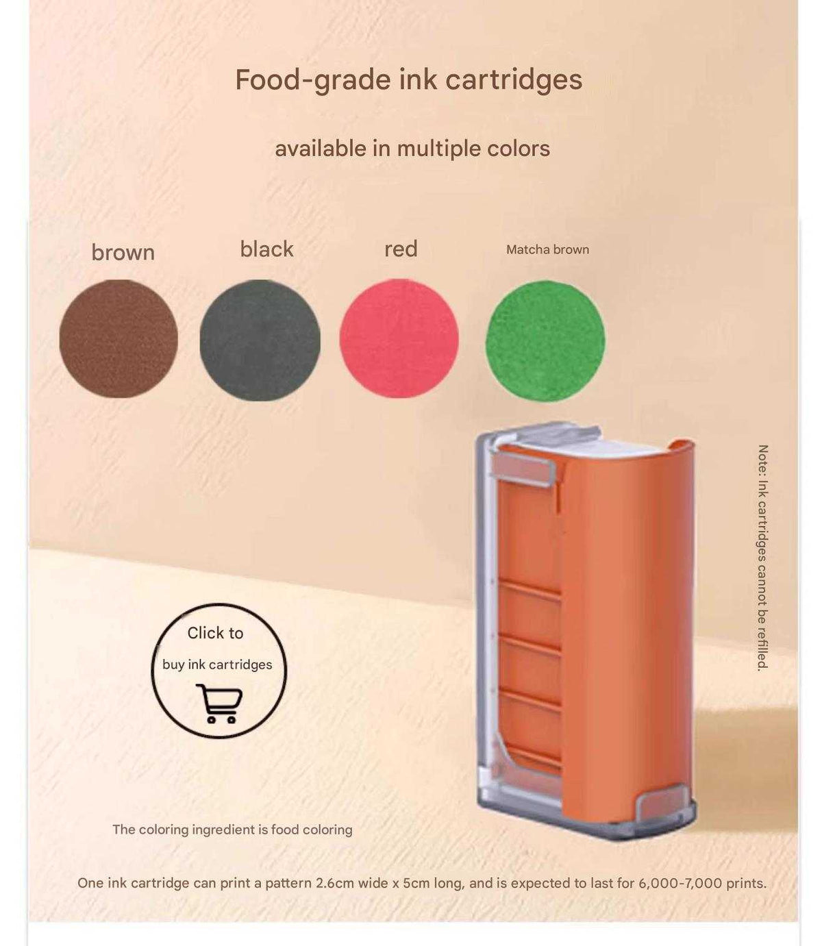 EVEBOT PrintPen food-grade edible ink cartridge for food printing