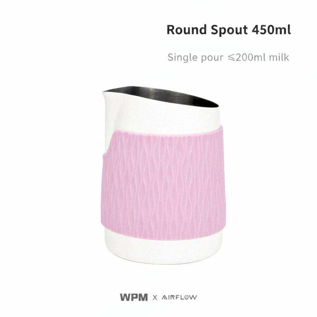 450ml handleless milk frothing pitcher with silicone sleeve