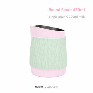 450ml handleless milk frothing pitcher with silicone sleeve for latte art