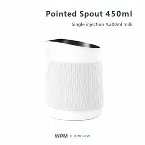 Handleless milk frothing pitcher 450ml with silicone sleeve for latte art