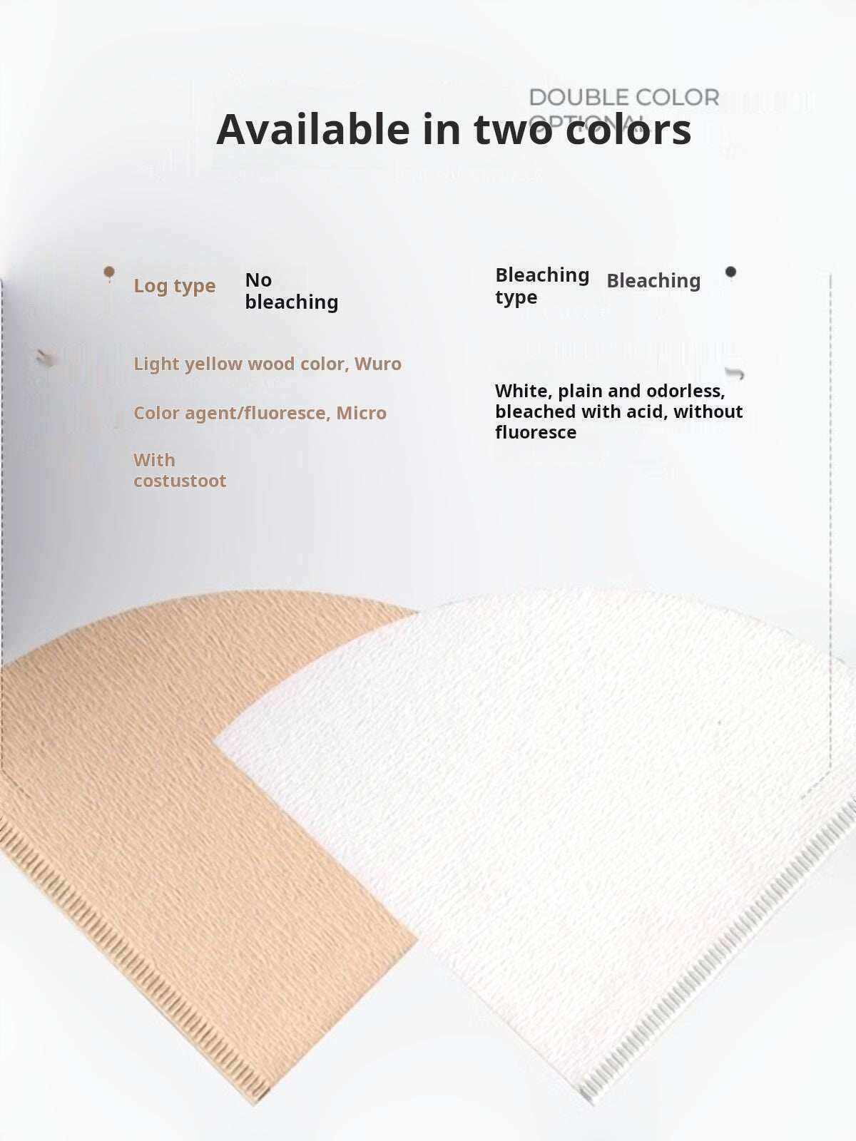 Hario V60 coffee paper filters in white and natural wood for pour over dripper