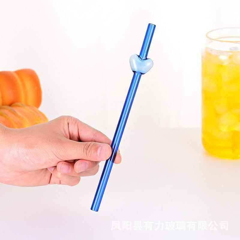 heart shaped glass straw for coffee mugs and tumblers