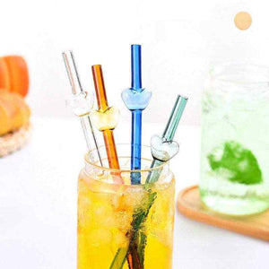 heart shaped glass straw for coffee mugs and tumblers