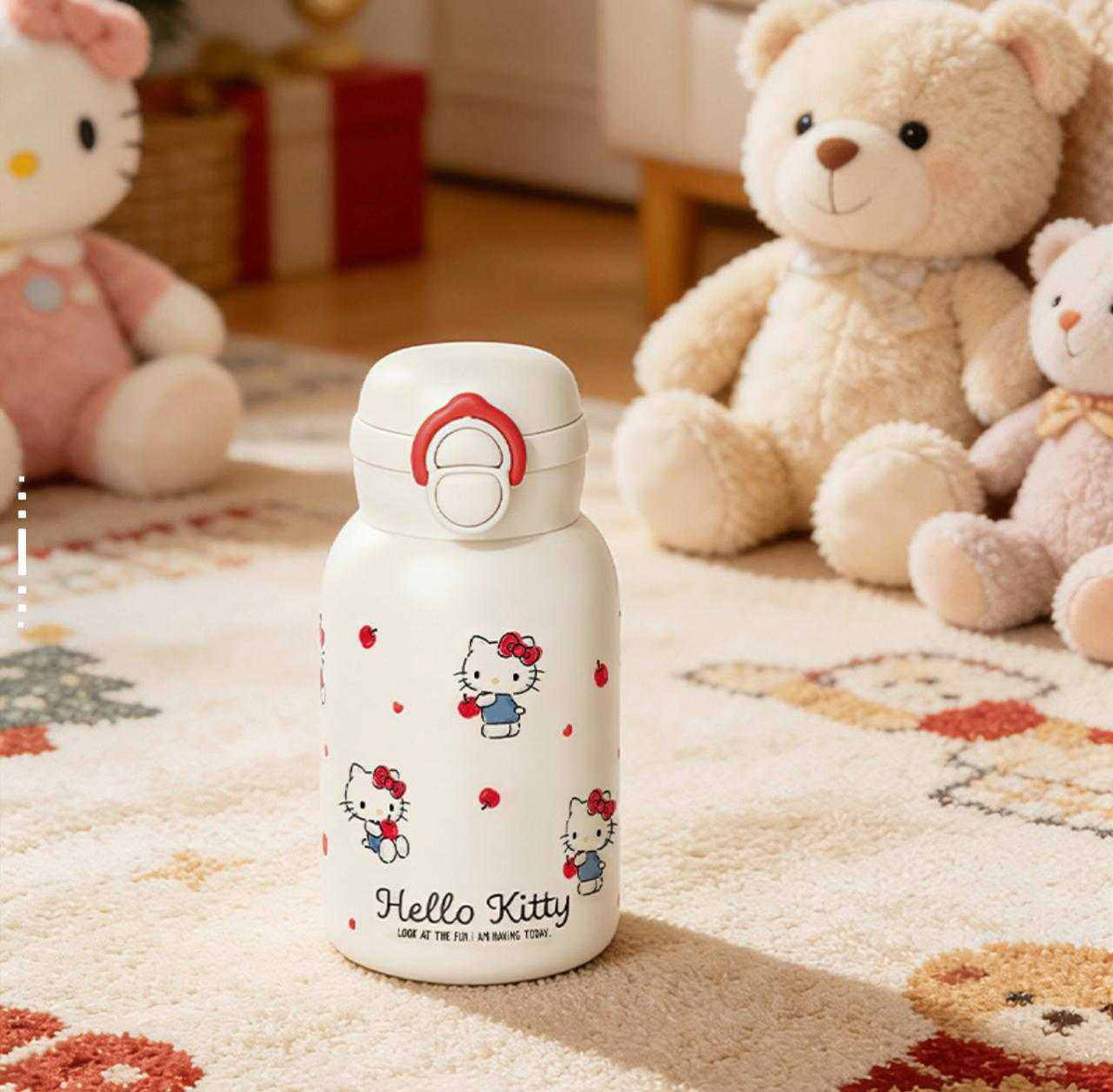 Hello Kitty insulated tumbler set with red apple design and gift box