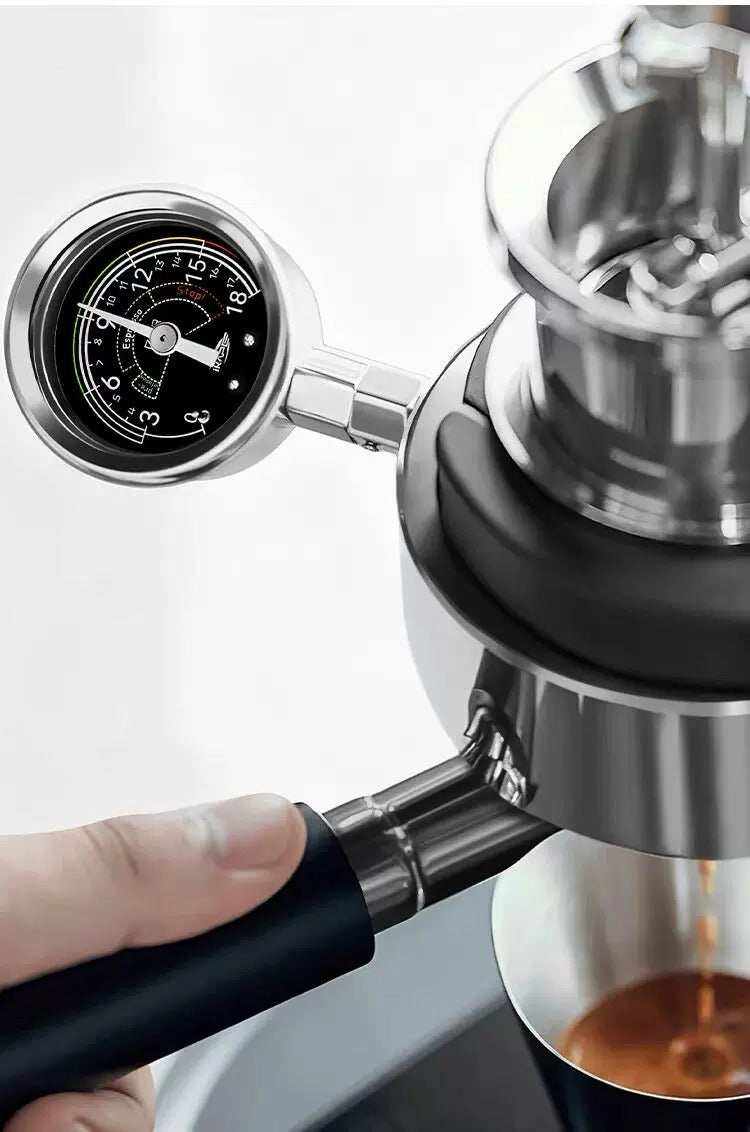 IKAPE Alkaid Manual Espresso Machine with pressure gauge and walnut accents