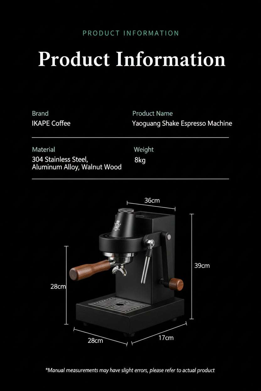 IKAPE Alkaid manual espresso machine with pressure gauge and walnut accents