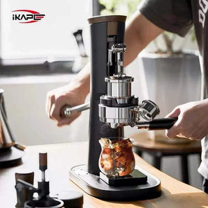 IKAPE Alkaid manual espresso machine with pressure gauge and walnut accents