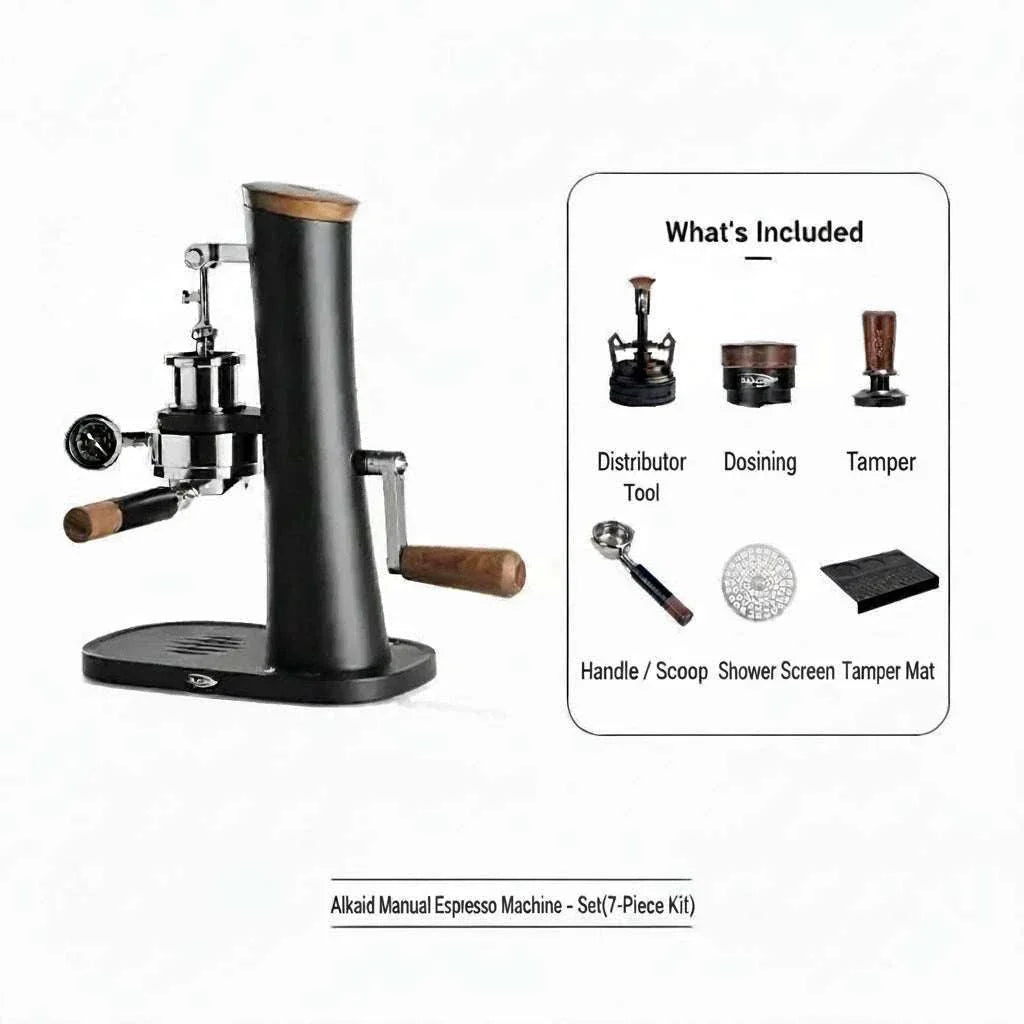 IKAPE Alkaid manual espresso machine with pressure gauge and wooden accents
