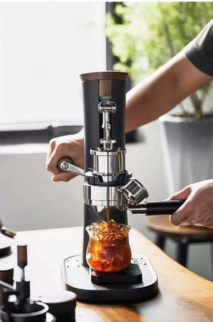 IKAPE Alkaid manual espresso machine with pressure gauge and wooden accents