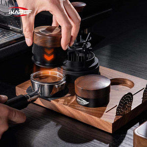 IKAPE professional espresso tamper and distributor set with walnut handles