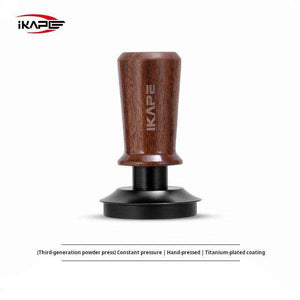 IKAPE professional espresso tamper and distributor set with titanium base and walnut handle