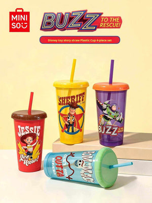 MINISO Disney Toy Story 4-piece plastic cup set with straws