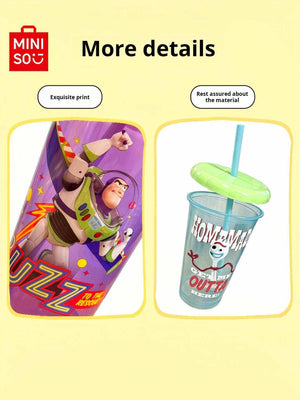 MINISO Disney Toy Story 4-piece plastic straw cup set with vibrant prints