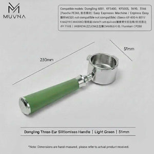 MUVNA bottomless espresso portafilter with silicone handle and stainless steel head