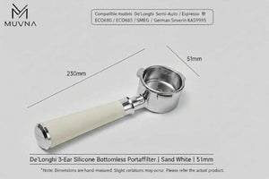 MUVNA bottomless espresso portafilter with silicone handle for precise extraction