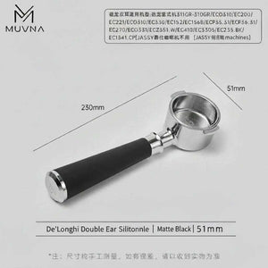 MUVNA bottomless espresso portafilter with silicone handle for precise extraction
