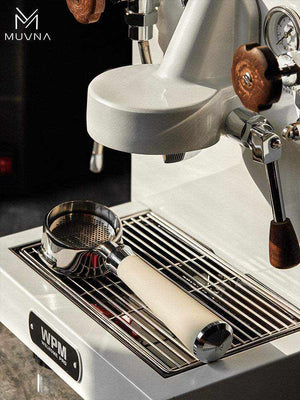 MUVNA bottomless espresso portafilter with silicone handle and stainless steel head