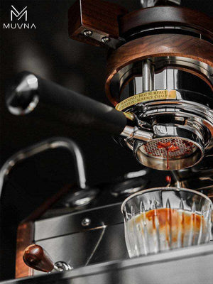 MUVNA bottomless espresso portafilter with silicone handle and stainless steel head