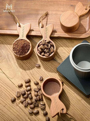 MUVNA fish-tail wooden coffee measuring spoon 10g made of walnut wood