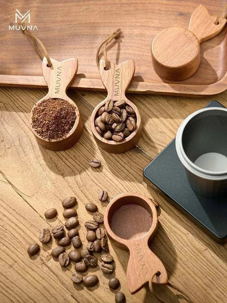 MUVNA fish-tail wooden coffee measuring spoon 10g made of walnut wood