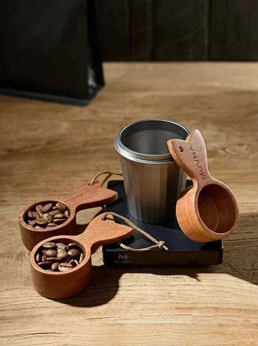 Another view of the MUVNA fish-tail wooden coffee spoon