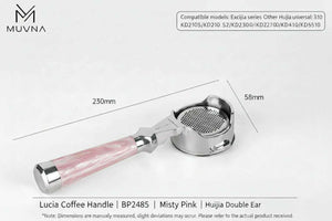 MUVNA Lucia premium espresso portafilter with misty pink handle