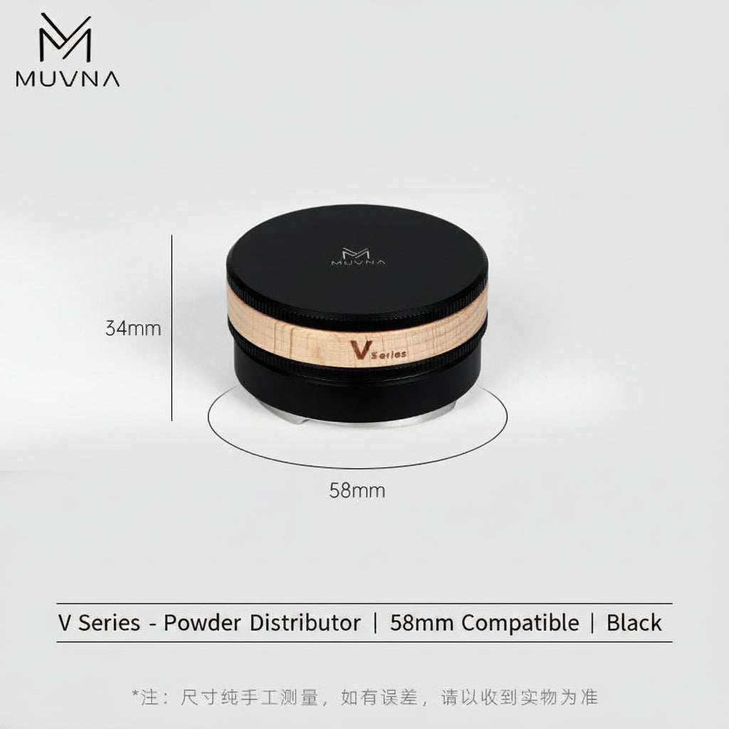 MUVNA V Series espresso puck prep tools, detail photo