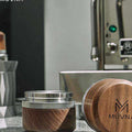 MUVNA walnut wood four-blade espresso distributor with stainless steel base