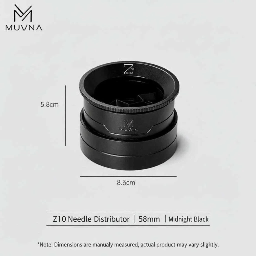 MUVNA Z10 58mm espresso needle distributor tool in black