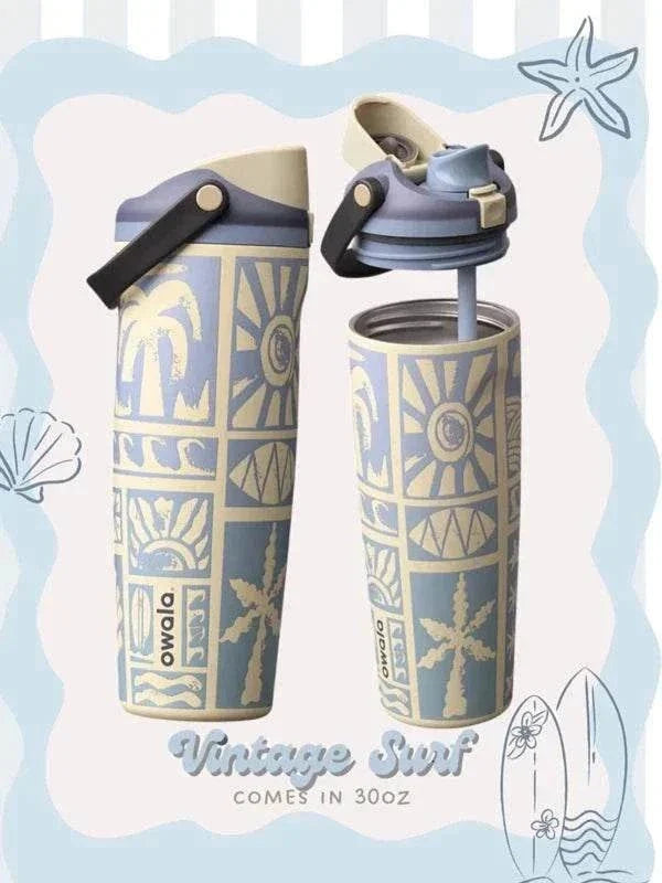 Owala FreeSip 30 oz insulated water bottle vintage surf design