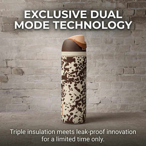Owala FreeSip insulated stainless steel water bottle with dual-mode spout and earth-tone finish