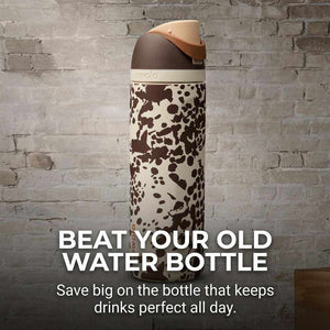 Owala FreeSip insulated stainless steel water bottle with dual-mode spout and earth-tone finish