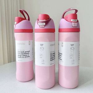 Pink Owala FreeSip insulated water bottle with straw and leak-proof lid