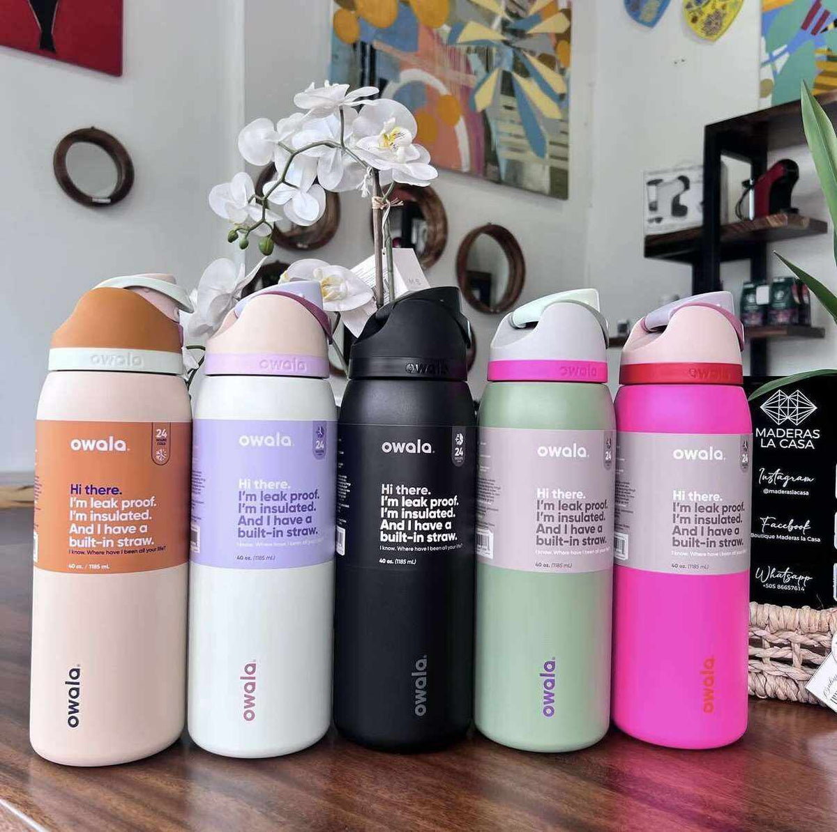 Owala FreeSip insulated stainless steel water bottle with leak-proof lid and built-in straw