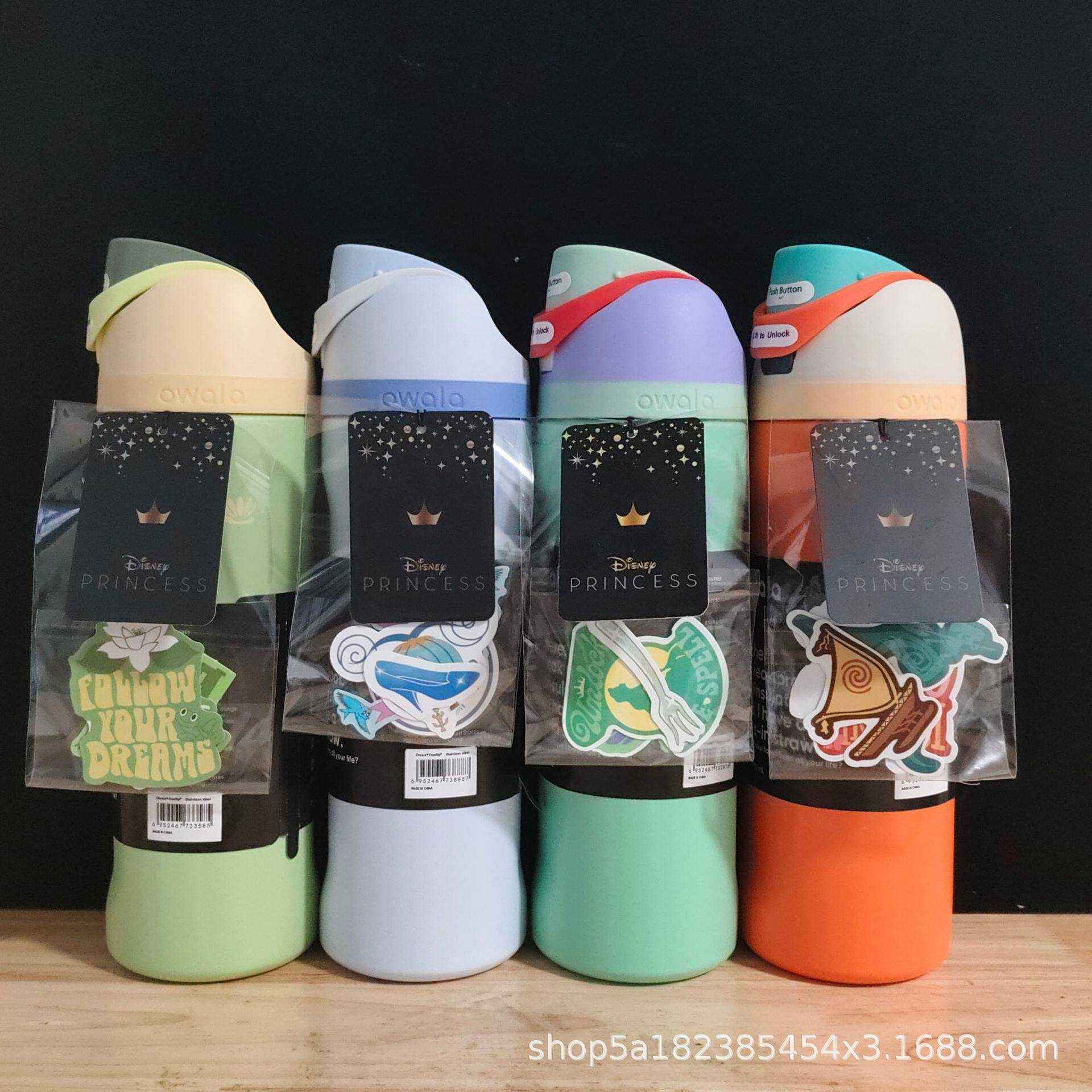 Owala Disney Princess FreeSip insulated water bottle for kids with themed cup
