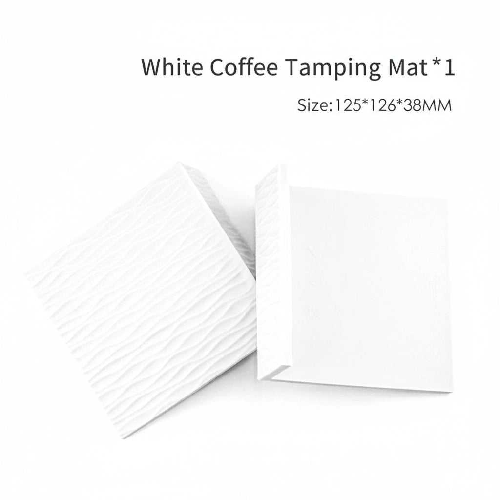 Silicone non-slip corner espresso tamping mat on countertop