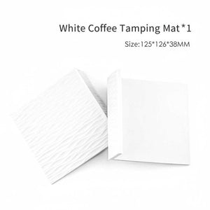 Silicone non-slip corner espresso tamping mat on countertop