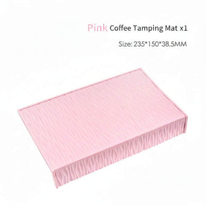 Silicone non-slip corner tamping mat on espresso bar countertop